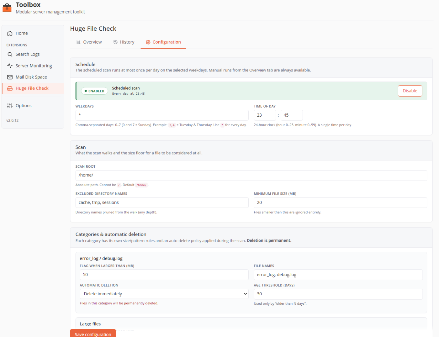 Schedule it, auto-clean by policy, report