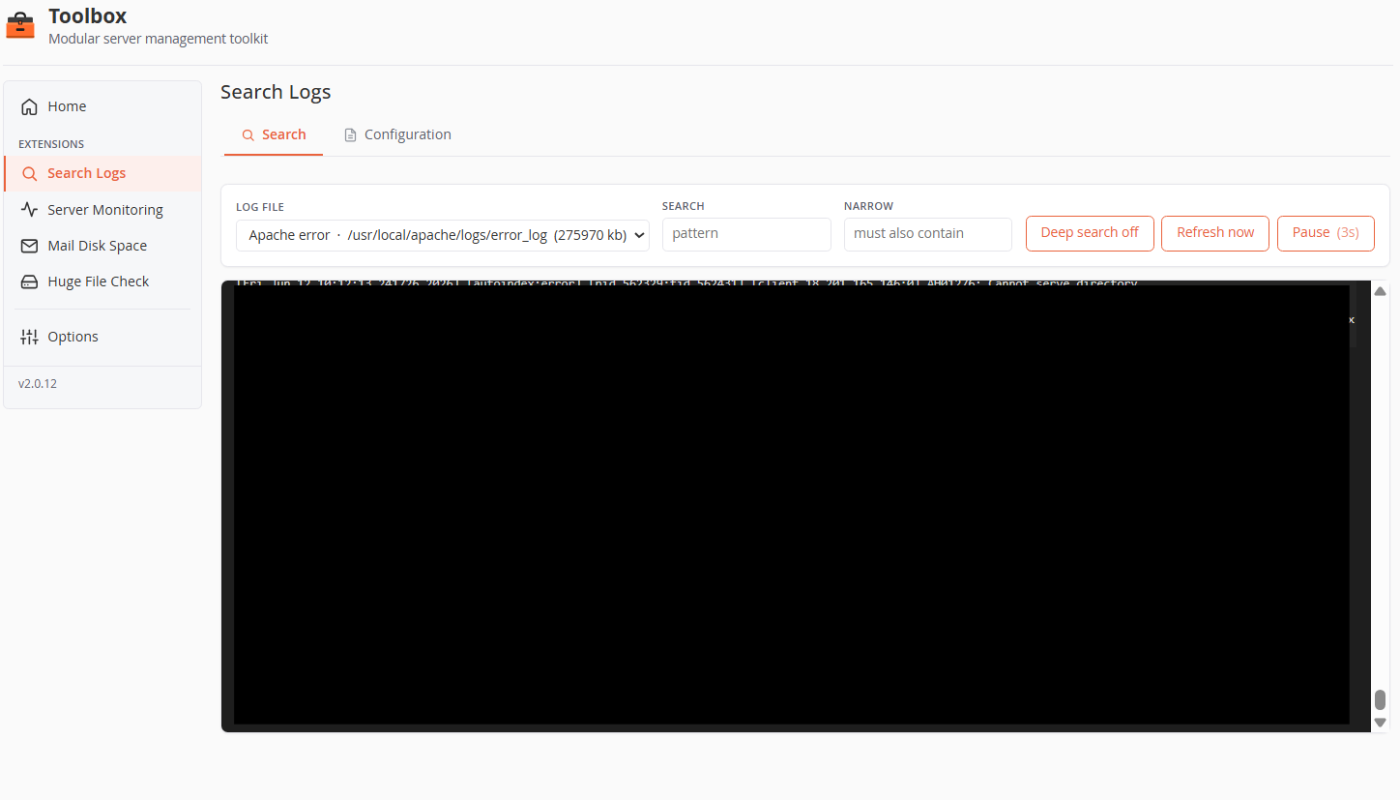 Live tail, search and deep search