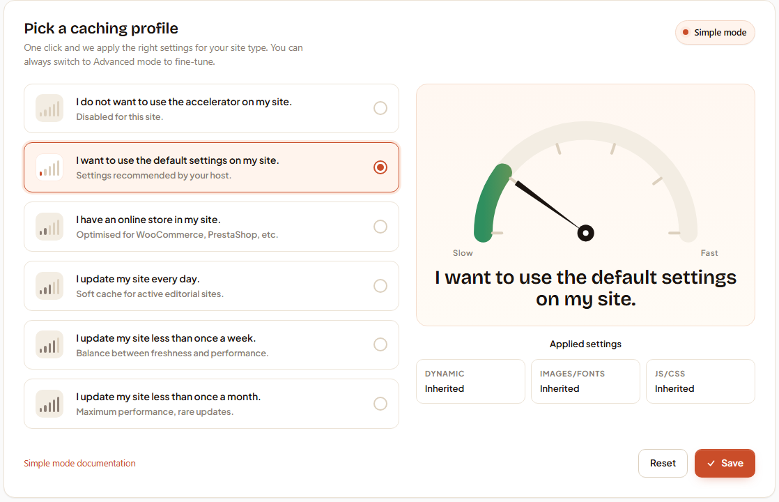 Simple mode — one click for everyone