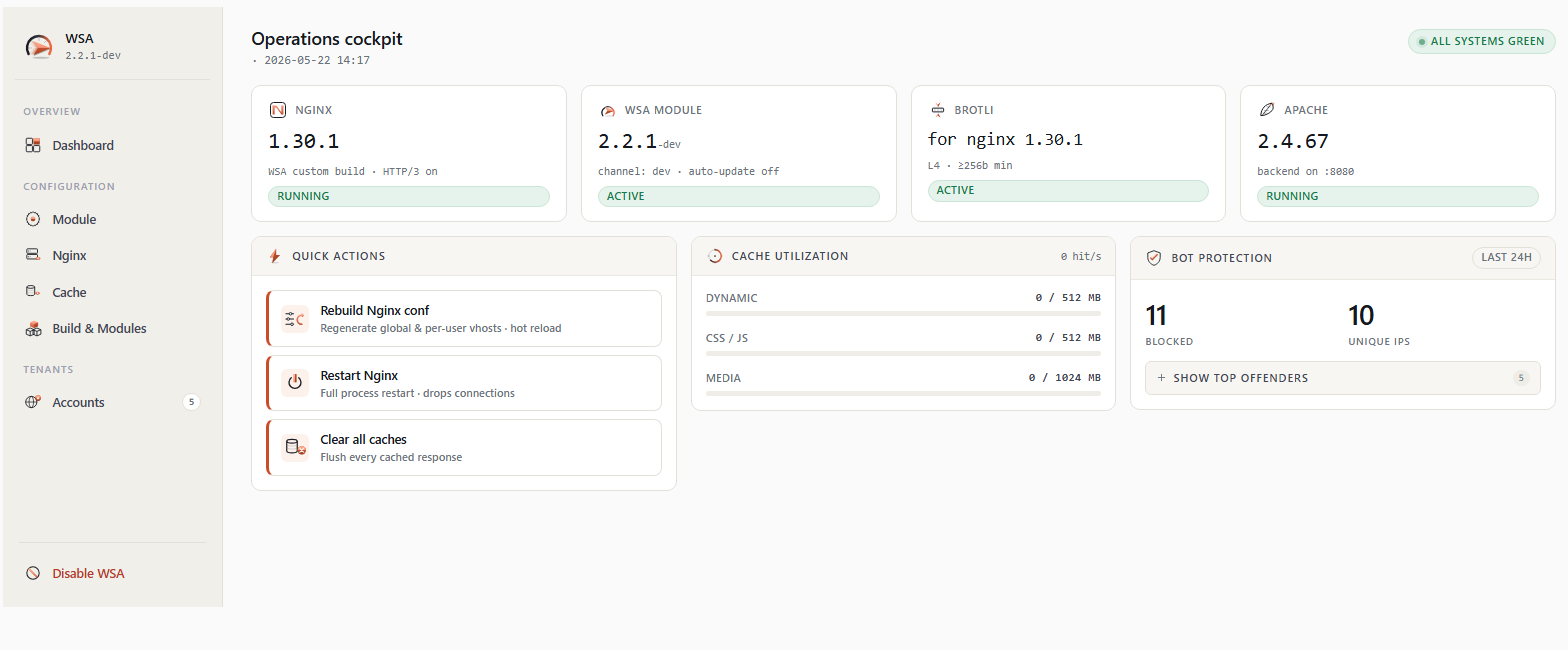 A live WHM dashboard